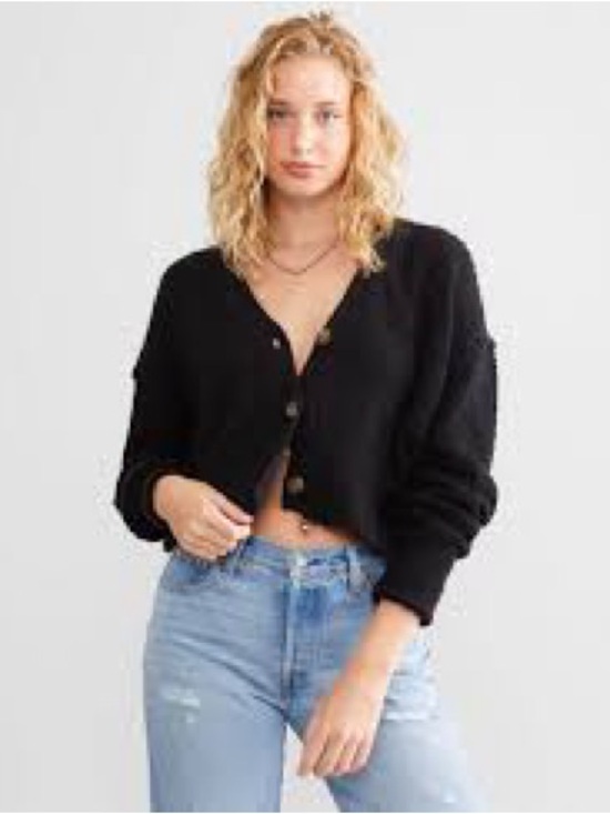 Free People Sweaters - Free People Fuzzy Cropped Cardigan M/L Eyelash Knit Button Front Sweater